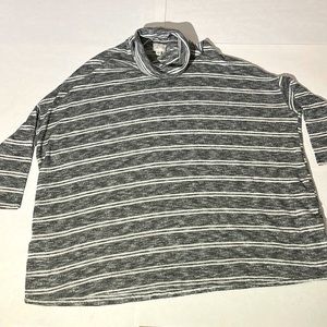 Postmark by Anthropologie oversized boxy sweater turtleneck XS gray white stripe